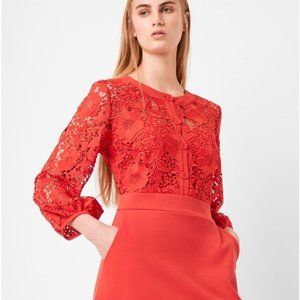 Shema Lace Button Red Dress 4